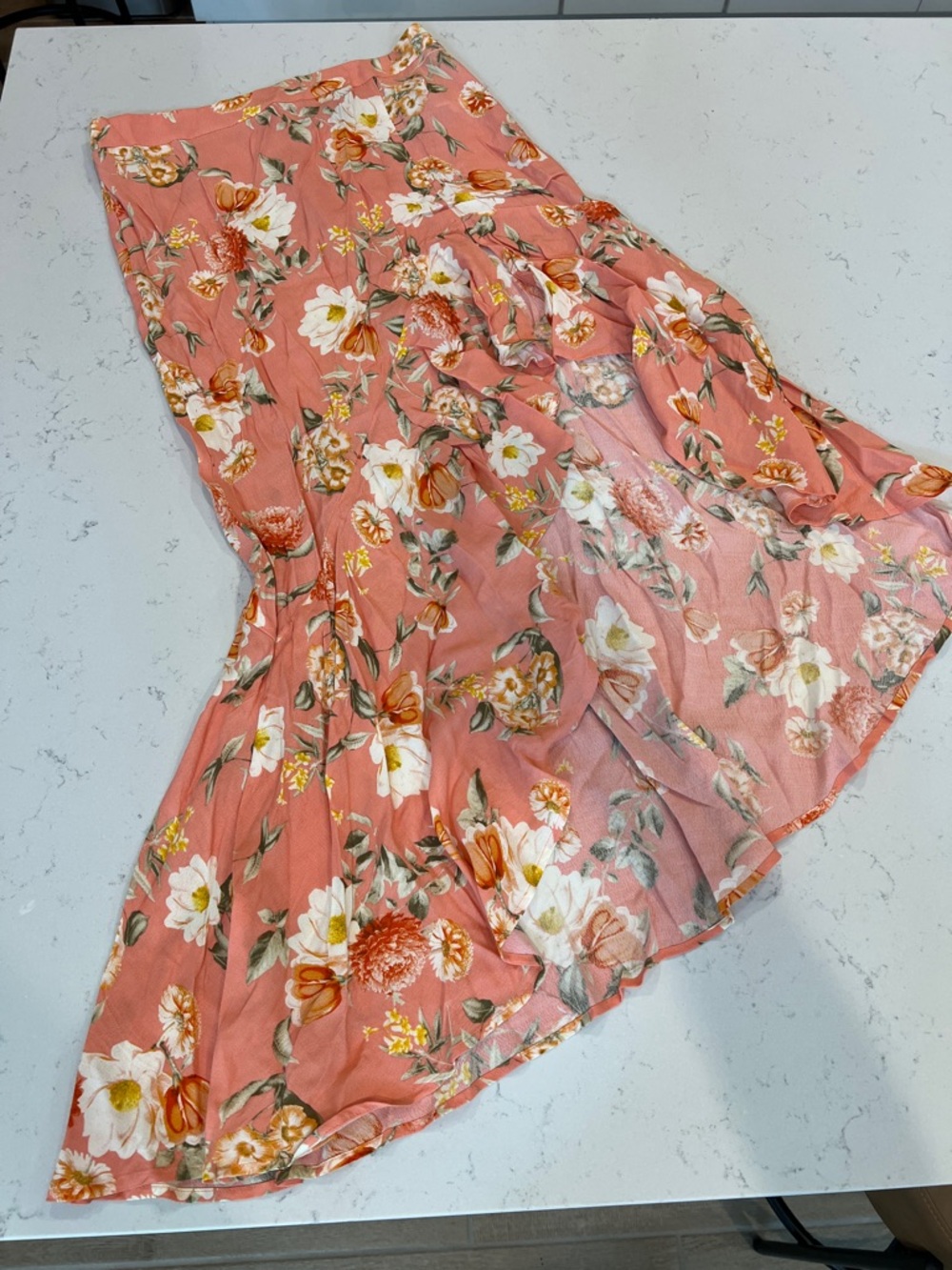Forever 21 floral lightweight asymmetric skirt